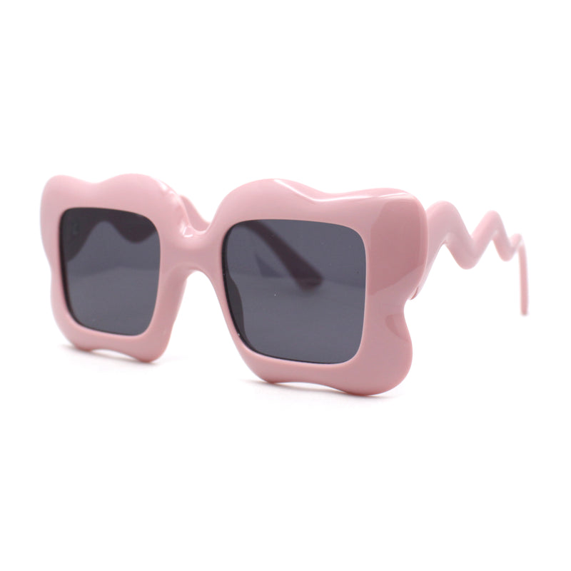 Bubbly Hazy Cloud Shape Rectangle Funky Runway Sunglasses