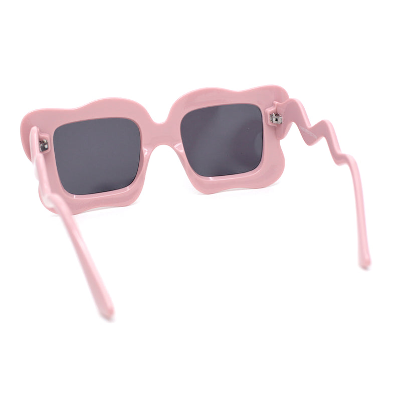 Bubbly Hazy Cloud Shape Rectangle Funky Runway Sunglasses