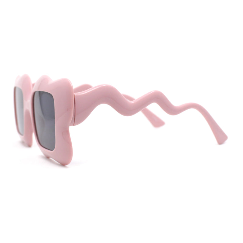 Bubbly Hazy Cloud Shape Rectangle Funky Runway Sunglasses