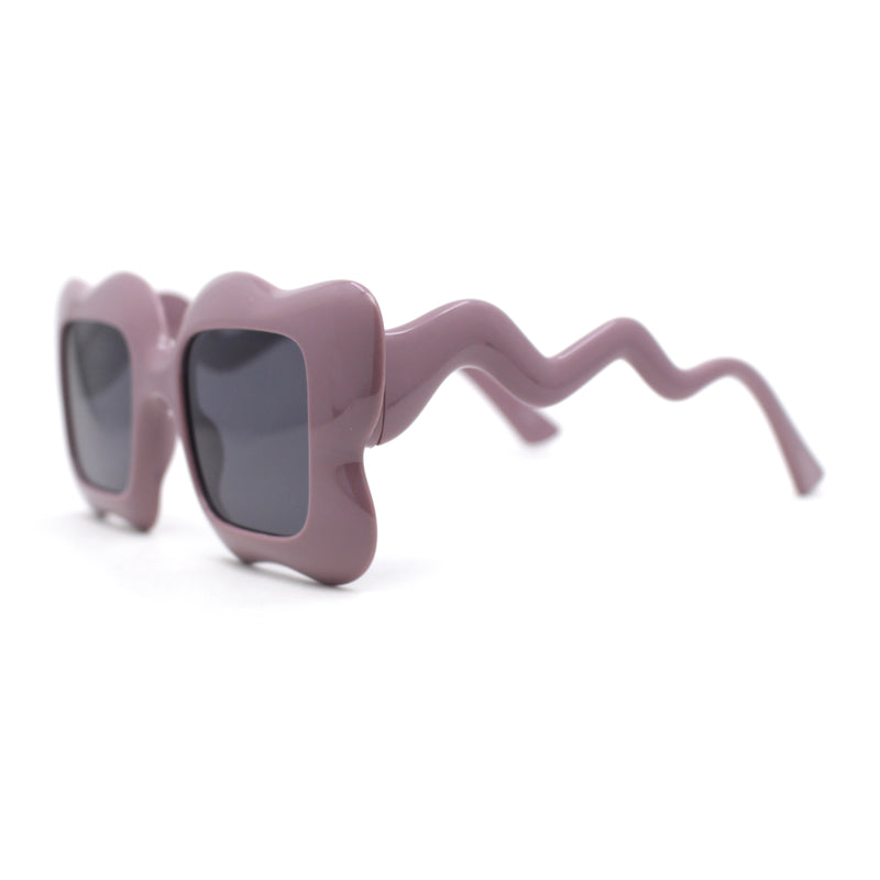 Bubbly Hazy Cloud Shape Rectangle Funky Runway Sunglasses