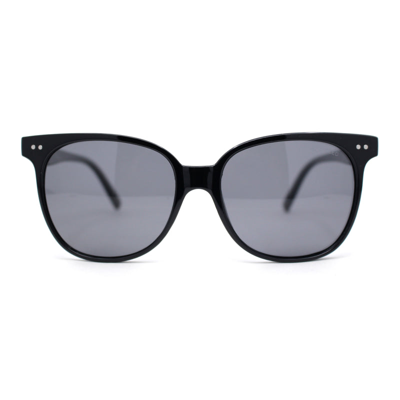 Polarized Classy Iconic Feminine Thin Plastic Horn Rim Round Sunglasses
