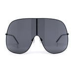 XXL Oversized Metal Rim Curved Monolens Shield Racer Sunglasses