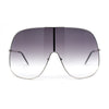 XXL Oversized Metal Rim Curved Monolens Shield Racer Sunglasses