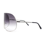 XXL Oversized Metal Rim Curved Monolens Shield Racer Sunglasses