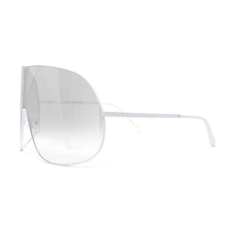 XXL Oversized Metal Rim Curved Monolens Shield Racer Sunglasses