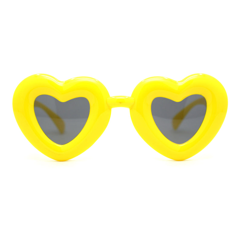 Womens Bubbly Bloated Round Balloon Heart Plastic Sunglasses