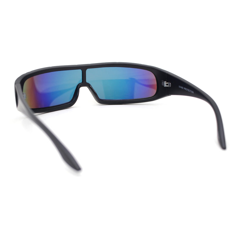 Futuristic Cyber Narrow Rectangle Shield Plastic Sunglasses