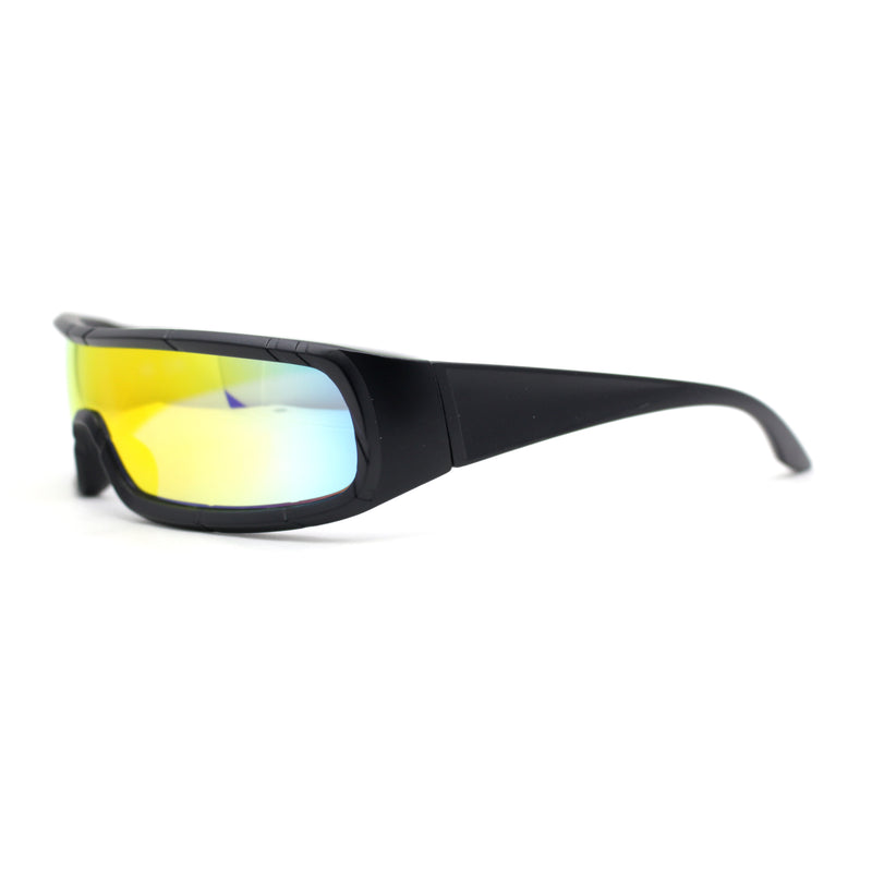 Futuristic Cyber Narrow Rectangle Shield Plastic Sunglasses