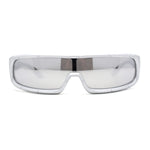 Futuristic Cyber Narrow Rectangle Shield Plastic Sunglasses