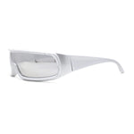 Futuristic Cyber Narrow Rectangle Shield Plastic Sunglasses