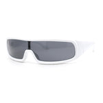 Futuristic Cyber Narrow Rectangle Shield Plastic Sunglasses