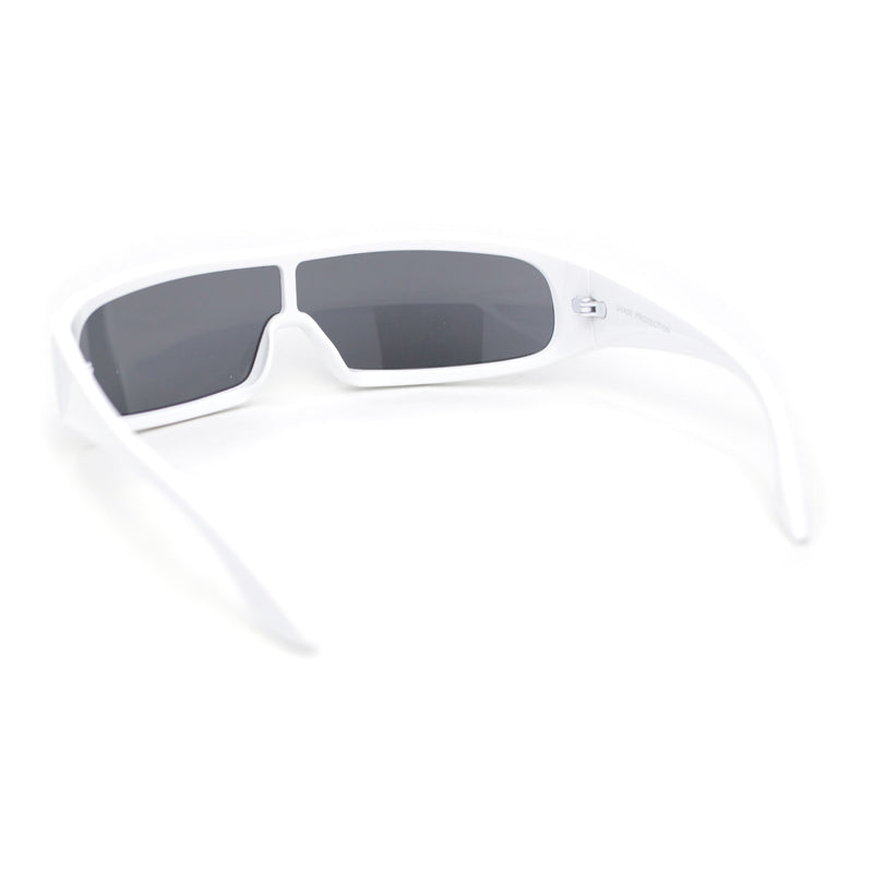 Futuristic Cyber Narrow Rectangle Shield Plastic Sunglasses