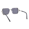 Womens Ribbon Jewel Designer Style Rimless Oversize Rectangle Sunglasses