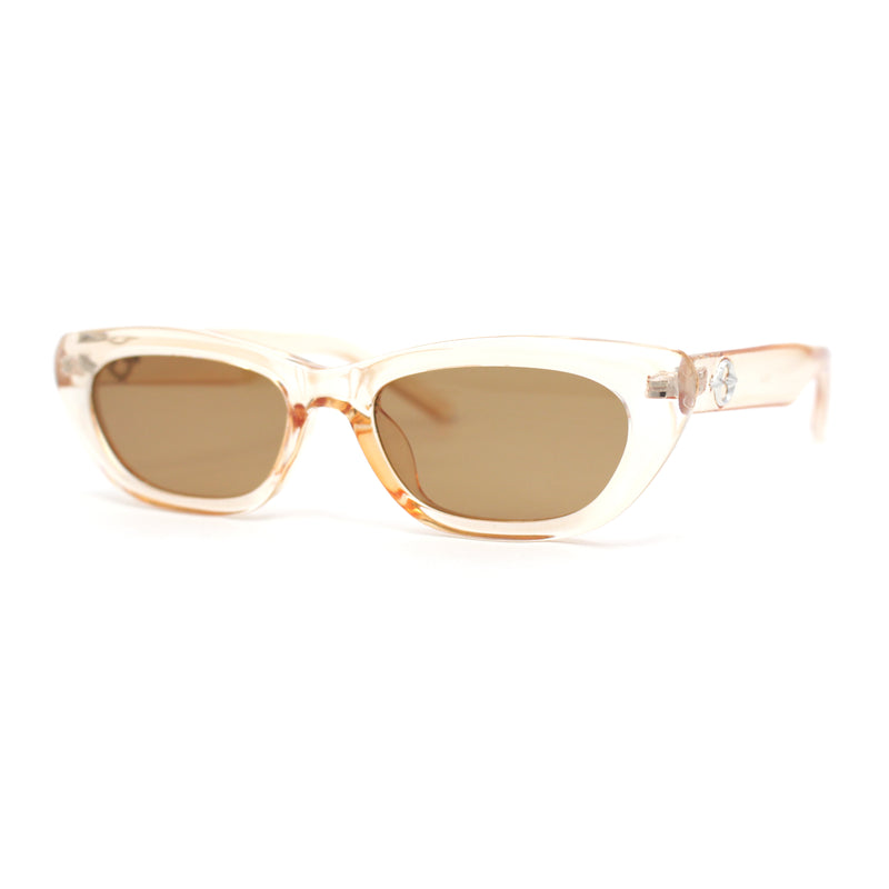 Womens Narrow Rectangular Cat Eye Retro Plastic Sunglasses