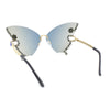 Sparkling Rhinestone Jewel Trim Butterfly Shape Rimless Sunglasses