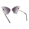 Sparkling Rhinestone Jewel Trim Butterfly Shape Rimless Sunglasses