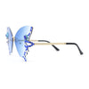 Sparkling Rhinestone Jewel Trim Butterfly Shape Rimless Sunglasses