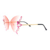 Sparkling Rhinestone Jewel Trim Butterfly Shape Rimless Sunglasses