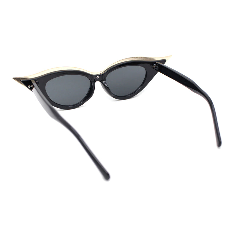 Women Elaborate Metal Brow Trim Gothic Cat Eye Retro Sunglasses