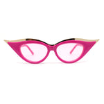 Women Elaborate Metal Brow Trim Gothic Cat Eye Retro Sunglasses