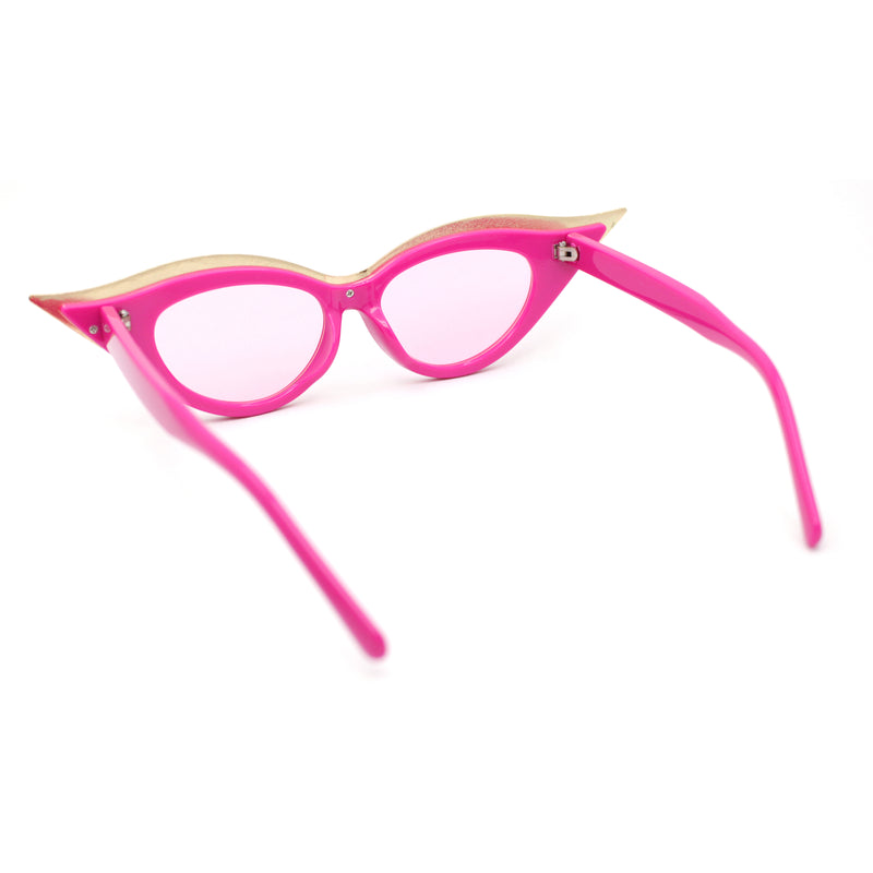 Women Elaborate Metal Brow Trim Gothic Cat Eye Retro Sunglasses