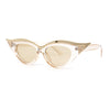 Women Elaborate Metal Brow Trim Gothic Cat Eye Retro Sunglasses