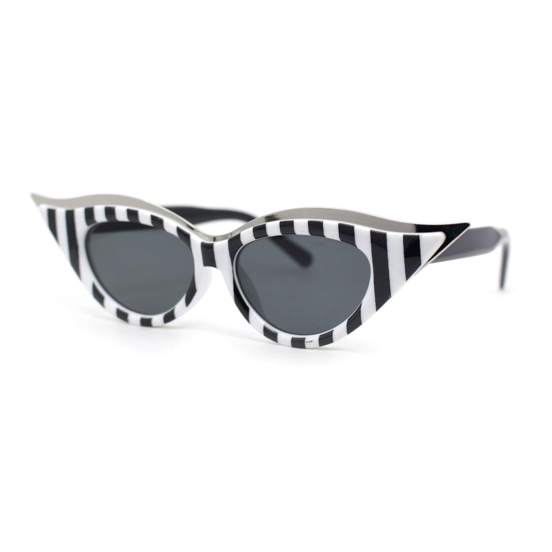 Women Elaborate Metal Brow Trim Gothic Cat Eye Retro Sunglasses