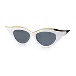 Women Elaborate Metal Brow Trim Gothic Cat Eye Retro Sunglasses