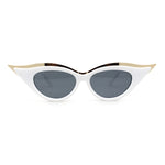 Women Elaborate Metal Brow Trim Gothic Cat Eye Retro Sunglasses