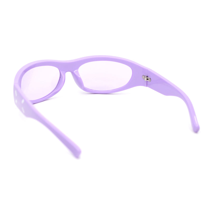 Classic 90s Style Sport Oval Round Plastic Sunglasses