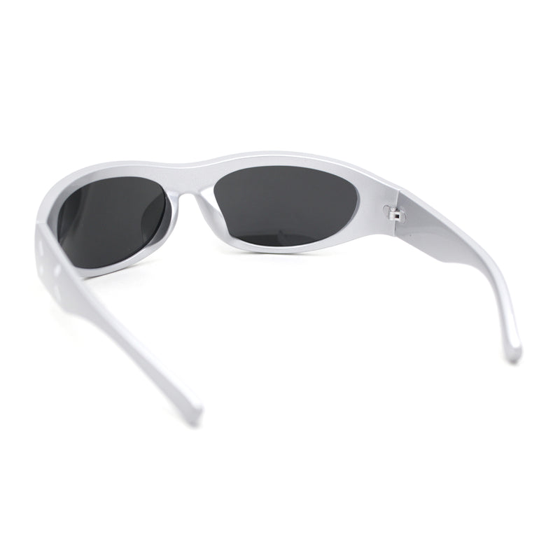 Classic 90s Style Sport Oval Round Plastic Sunglasses