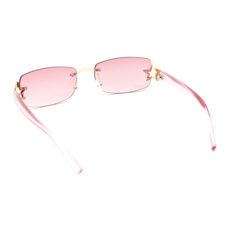 Womens Rhinestone Star Jewel Rimless Designer Sunglasses