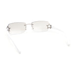 Womens Rhinestone Star Jewel Rimless Designer Sunglasses