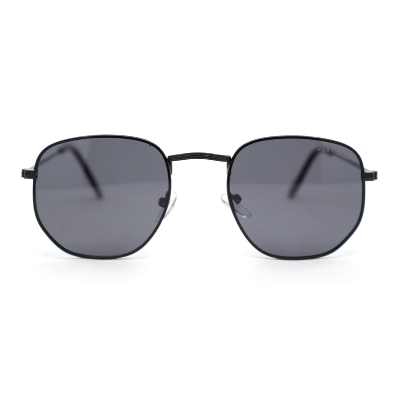 Polarized Mens Retro Hipster Thin Metal Rim Rectangle Sunglasses