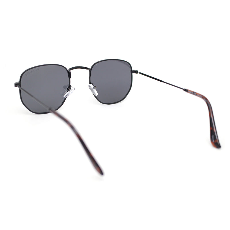 Polarized Mens Retro Hipster Thin Metal Rim Rectangle Sunglasses