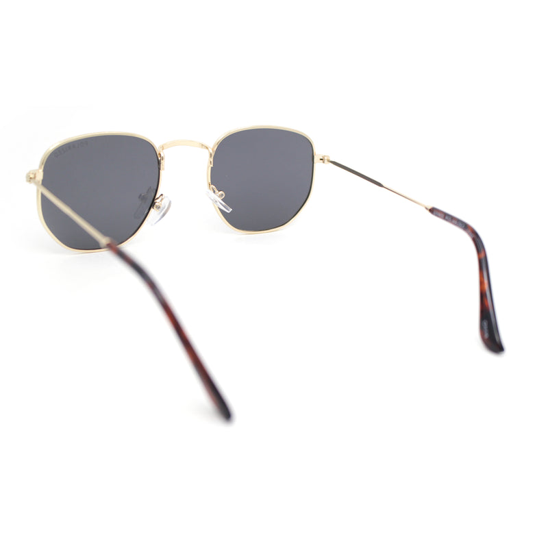 Polarized Mens Retro Hipster Thin Metal Rim Rectangle Sunglasses