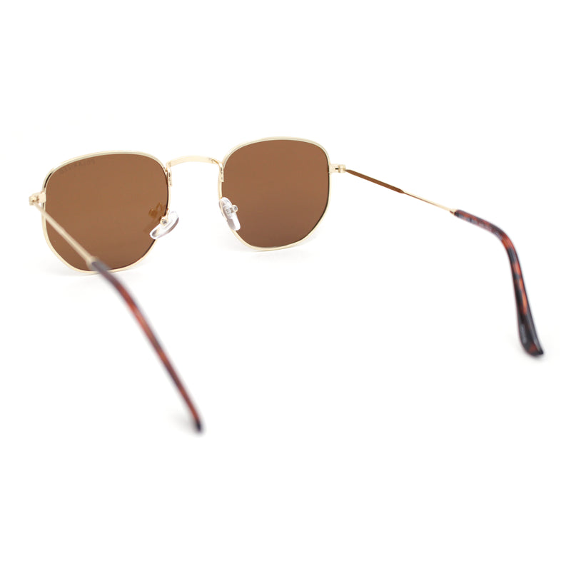 Polarized Mens Retro Hipster Thin Metal Rim Rectangle Sunglasses