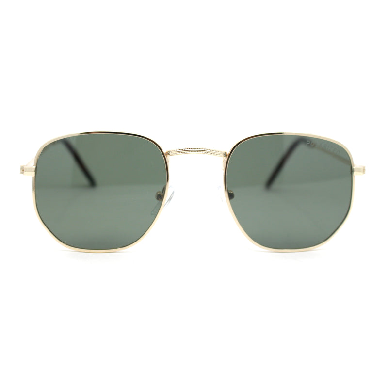 Polarized Mens Retro Hipster Thin Metal Rim Rectangle Sunglasses