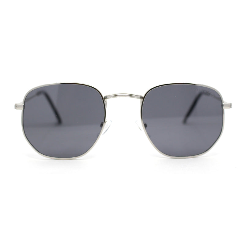 Polarized Mens Retro Hipster Thin Metal Rim Rectangle Sunglasses