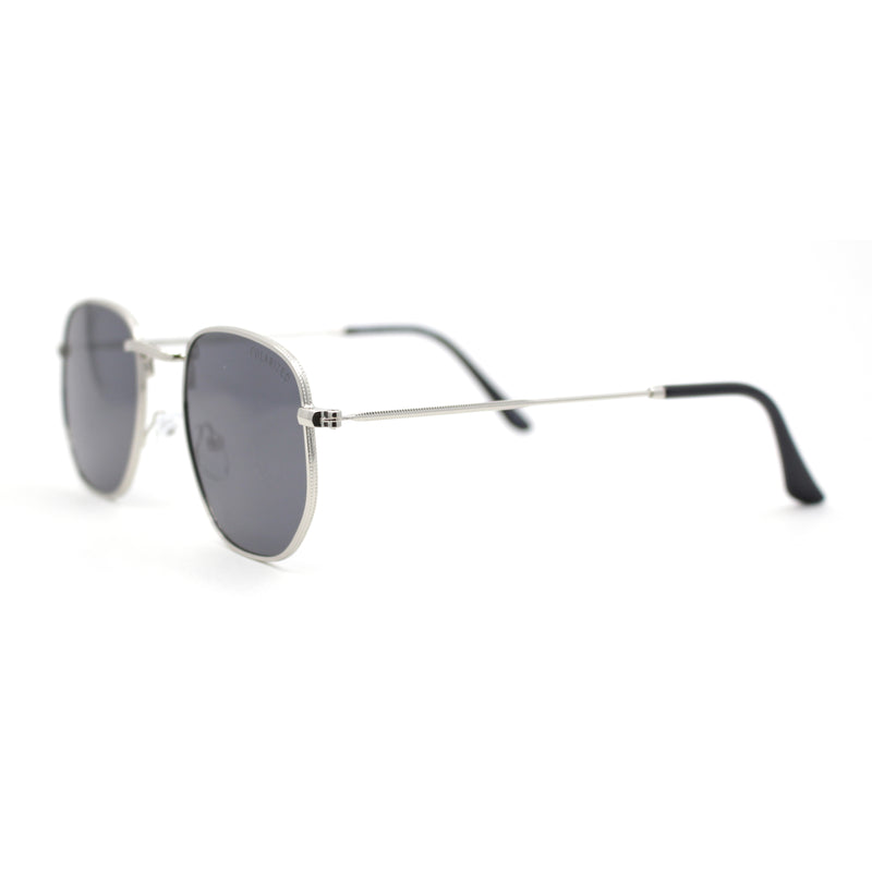 Polarized Mens Retro Hipster Thin Metal Rim Rectangle Sunglasses