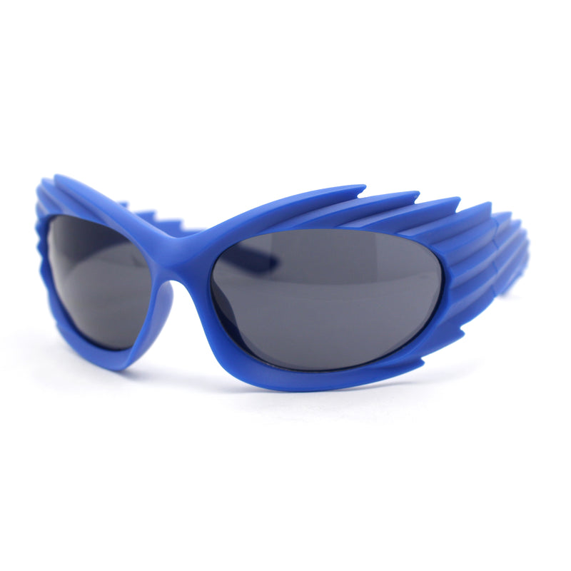 Runway Thorny Beveled Wrap Around Plastic Sport Sunglasses