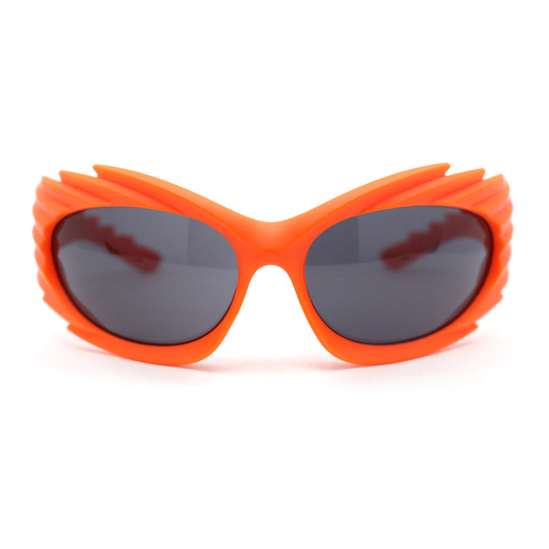 Runway Thorny Beveled Wrap Around Plastic Sport Sunglasses