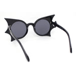 Womens Exaggerated Bat Wing Shape Round Circle Lens Sunglasses