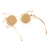 Womens Exaggerated Bat Wing Shape Round Circle Lens Sunglasses