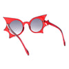 Womens Exaggerated Bat Wing Shape Round Circle Lens Sunglasses