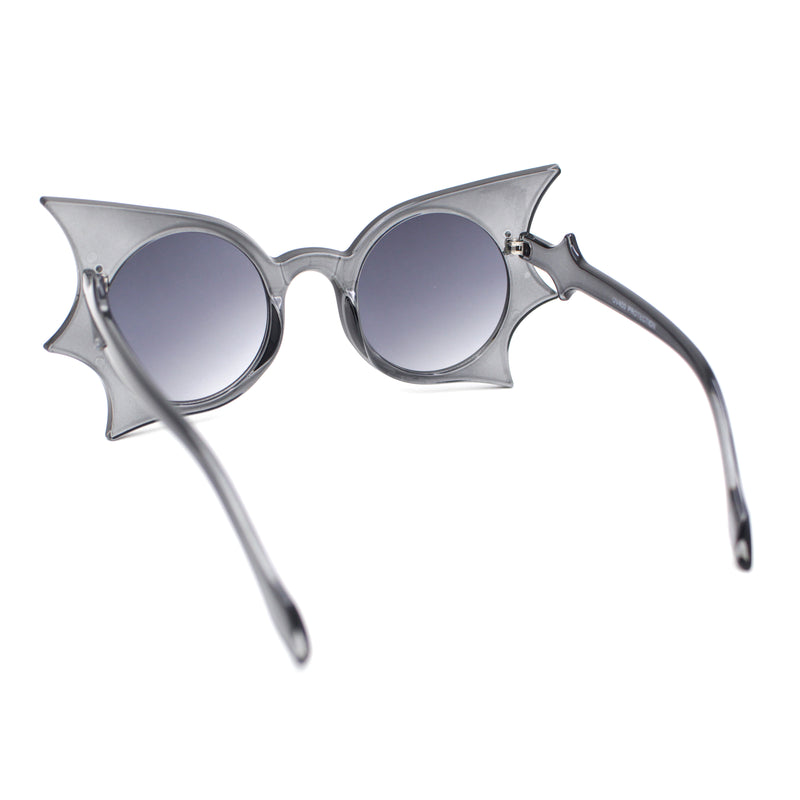 Womens Exaggerated Bat Wing Shape Round Circle Lens Sunglasses