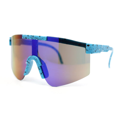 Boys Kids Size 80s Paint Splatter Oversize Rimless Sport Plastic Sunglasses