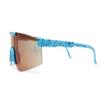 Boys Kids Size 80s Paint Splatter Oversize Rimless Sport Plastic Sunglasses