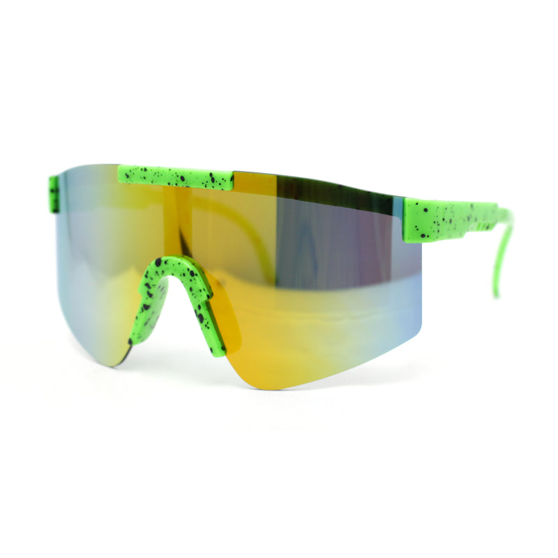 Boys Kids Size 80s Paint Splatter Oversize Rimless Sport Plastic Sunglasses