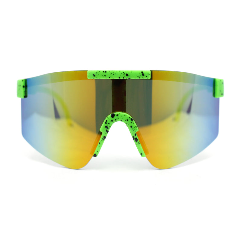 Boys Kids Size 80s Paint Splatter Oversize Rimless Sport Plastic Sunglasses